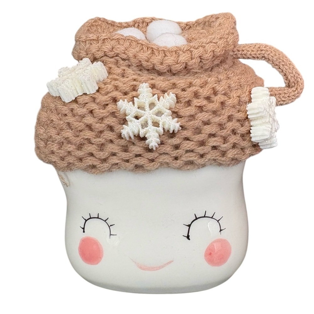Cute Snowman‎ Ceramic Marshmallow Cup with Knit Hat